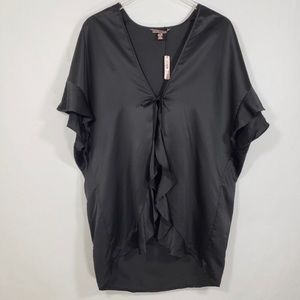 NWT Victoria’s Secret | Black Ruffle Satin Robe